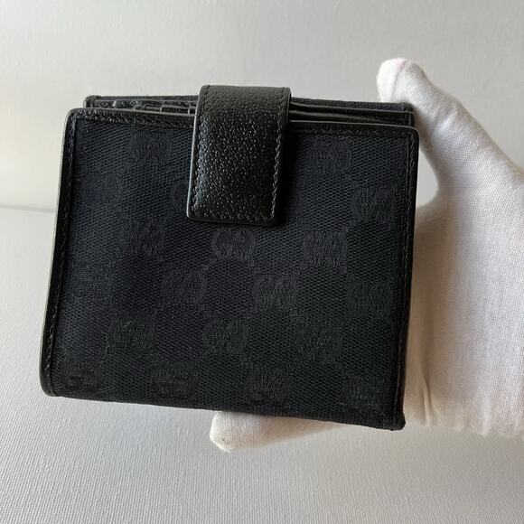 GUCCI Princy GG Logo Canvas Bifold Wallet Black Authentic - Picture 6 of 16